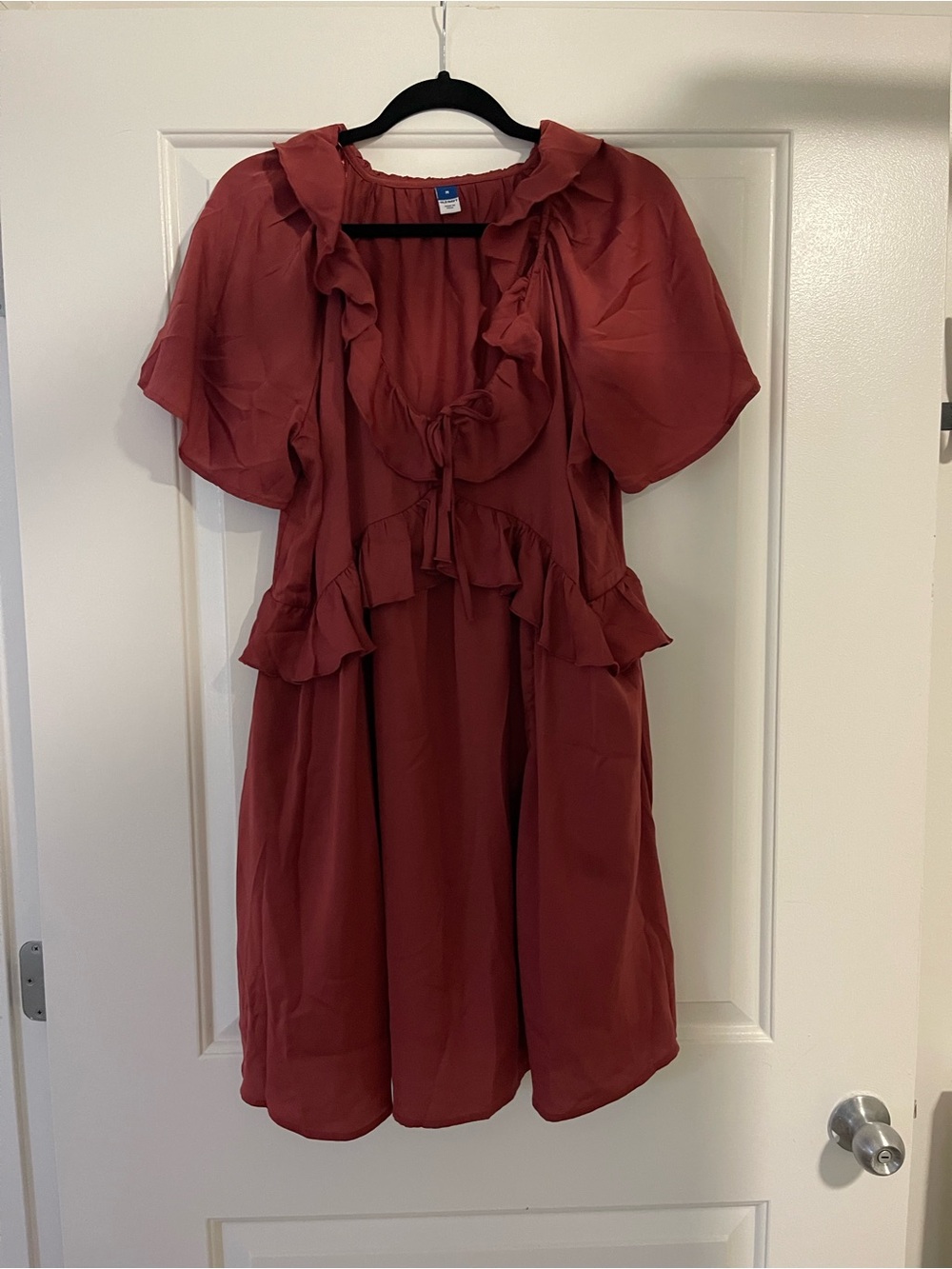 Old Navy Dusty Rust Ruffle Tie-Front Mini Dress - Size M